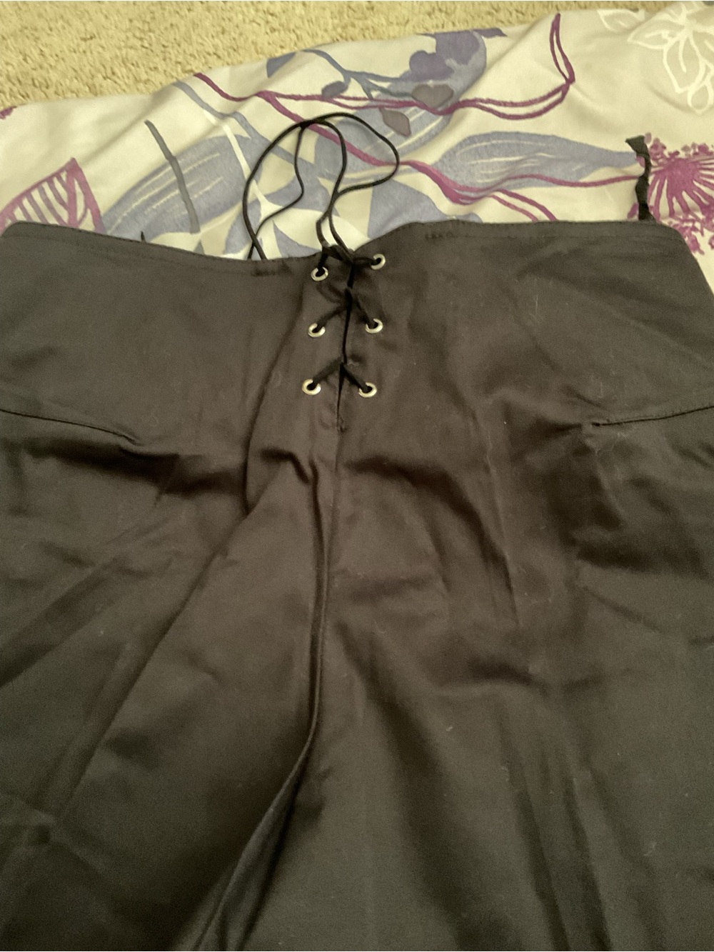Vintage La Belle Black Lace-Up High Waist Pants